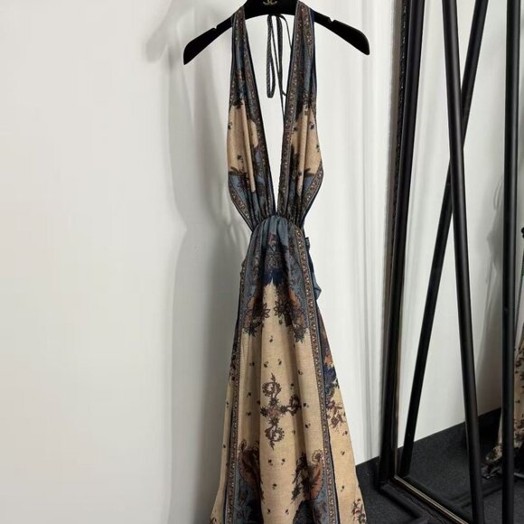 Zimmermann Dresses & Skirts - Zimmermann Halter Maxi Dress Floral Print Backless Resort Dress